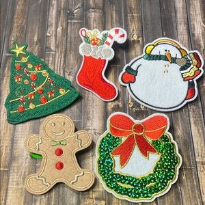 5for$10 Ugly Christmas Sweater Festive Christmas Felt Pin Patches 5 Pack